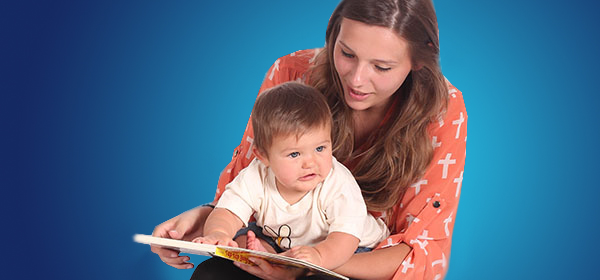 Mother and child reading together